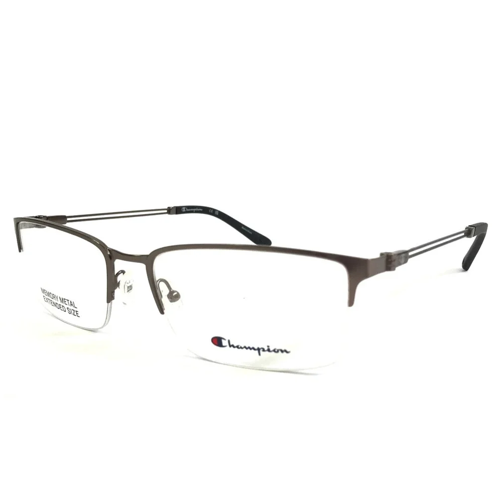 Champion Eyeglasses Frames PUSHX C02 Gunmetal Rectangle Half Rim 61-19-150